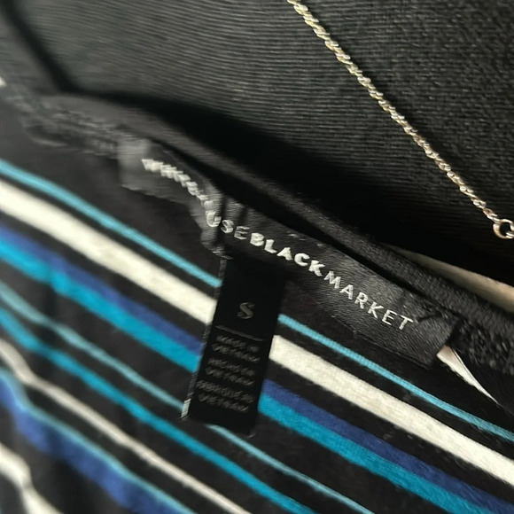 Blue white and black white house black market blouse - Picture 3 of 4